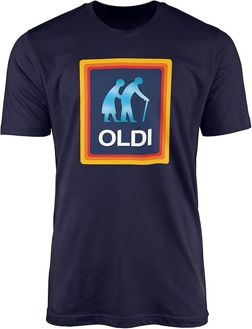 SMARTYPANTS Oldi Couple T-Shirt Top - Novelty Joke Funny Old Age Elderly Birthday Christmas Father's Day Dad Daddy Father Grandad Grandpa Navy White Celebration Gift Present (XL, Navy)