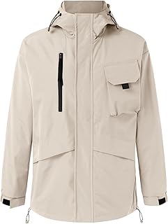Mymyguoe Rain Jacket Men's Waterproof Breathable Lightweight Raincoat Softshell Jacket for Men Waterproof Winter Jacket Windproof Warm Windbreaker Functional Jacket Windbreaker Functional Jacket