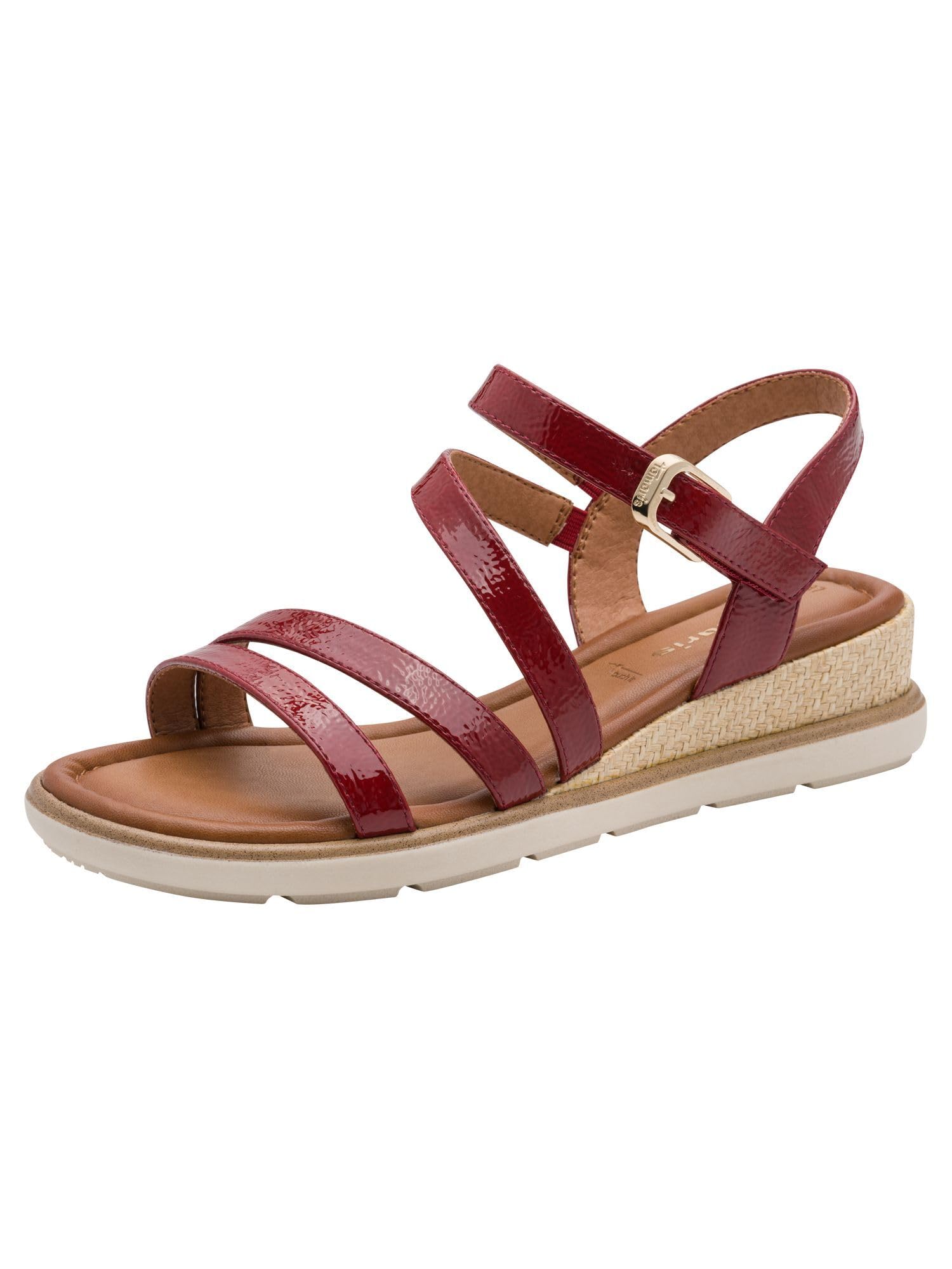 Tamaris Wedge Sandals Women's Red Patent Size 38 (5)