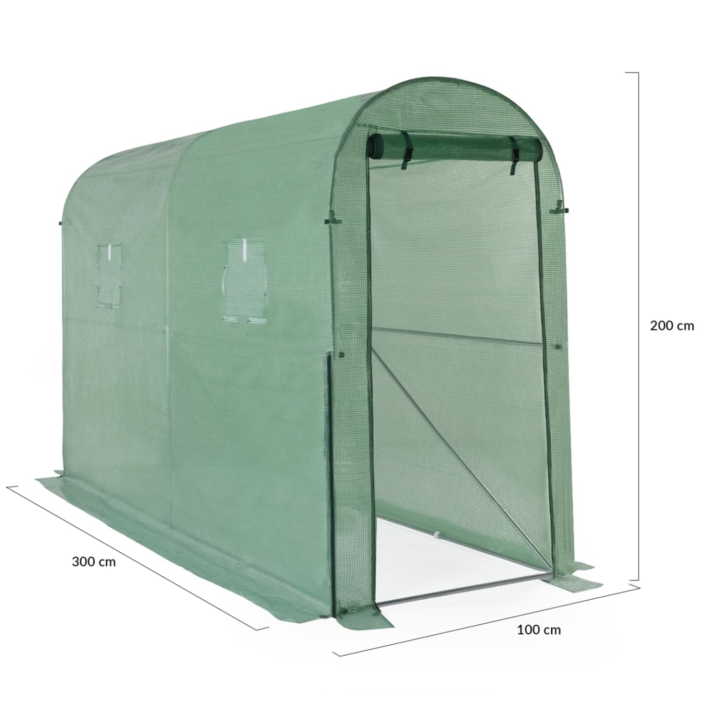 IDMarket - Serre à tomates relevable 3m² Verte 2 fenêtres avec moustiquaire et Porte zippée
