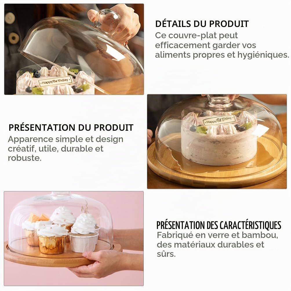 YARNOW Assiette Patisserie Cloche en Verre - Plateau à GâTeaux Et Snacks, IdéAl pour La Maison Et Les RéCeptions
