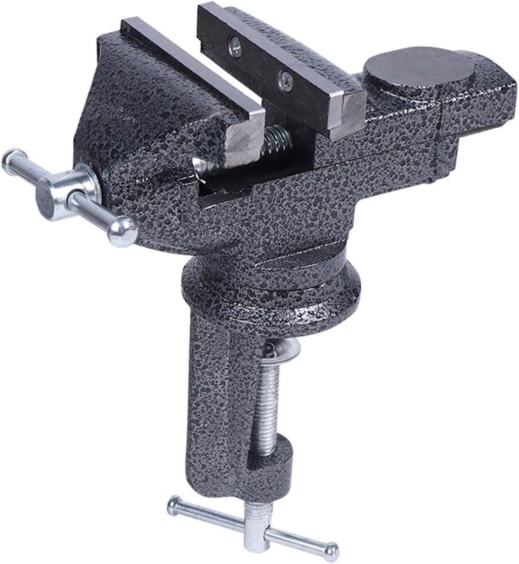 TechsonTable Clamp 3 Inch - Multi-Functional Rotating Bench Vise, Universal Clamp-On Tool for Woodworking, Metalworking, and DIY Projects, Durable Cast Iron Construction