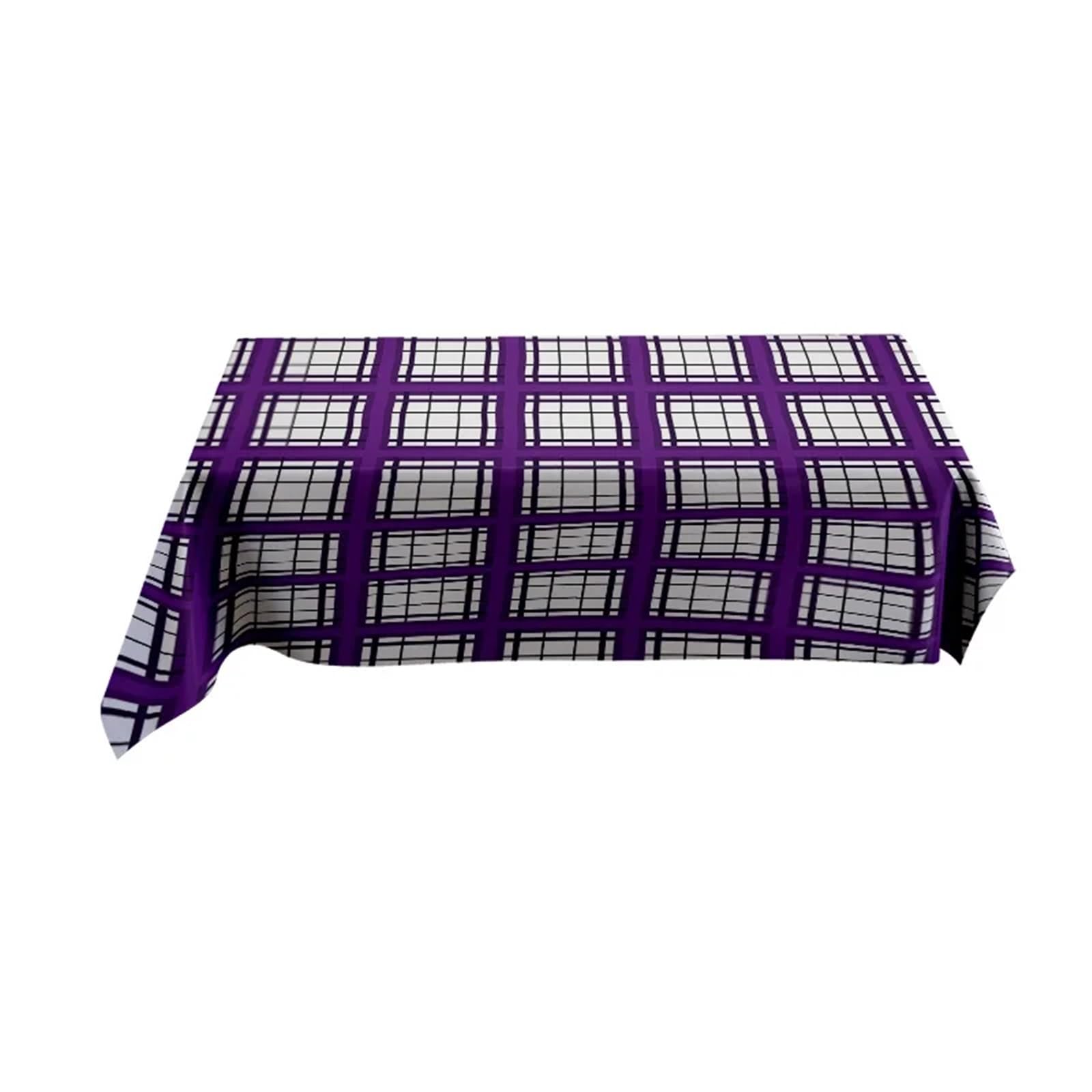 FonHNDG Striped Tablecloth Modern Plaid Tablecloth For Dining Room Purple Checkered Fabric Table Covering Decorative Bedding Sheet For Kitchen Home Party(140X200CM)