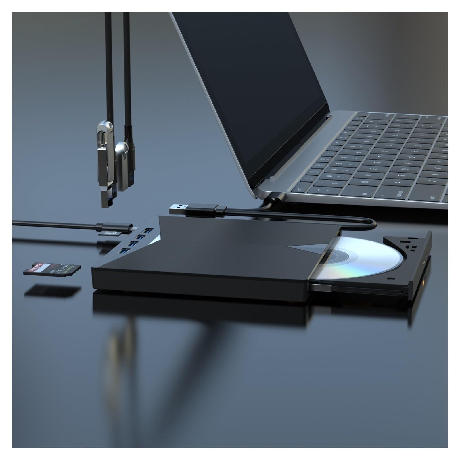 Unità Ottica Mobile Multifunzione TF/CD/USB Interfaccia Multiuso Masterizzatore DVD For Trasferimento Dati Ad Alta Velocità(Blu-ray)