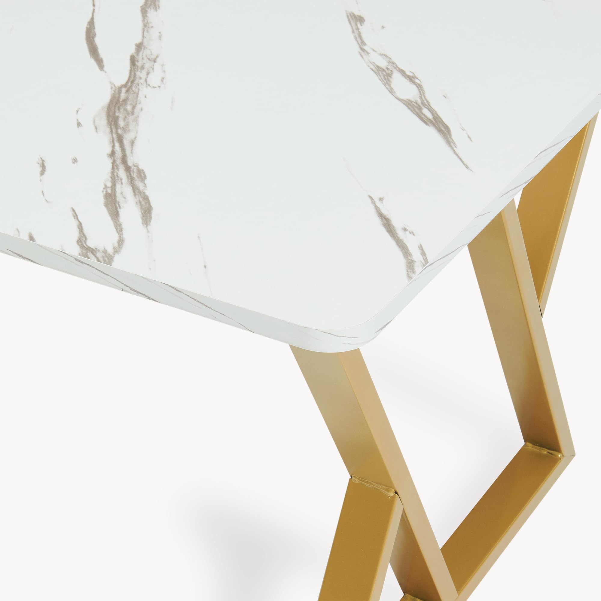 [en.casa] Couchtisch Nolu 120x60x46 cm rechteckig Gold/Marmoroptik, weiß | Beistelltisch, Wohnzimmertisch, Metallgestell, Sofatisch, Kaffeetisch