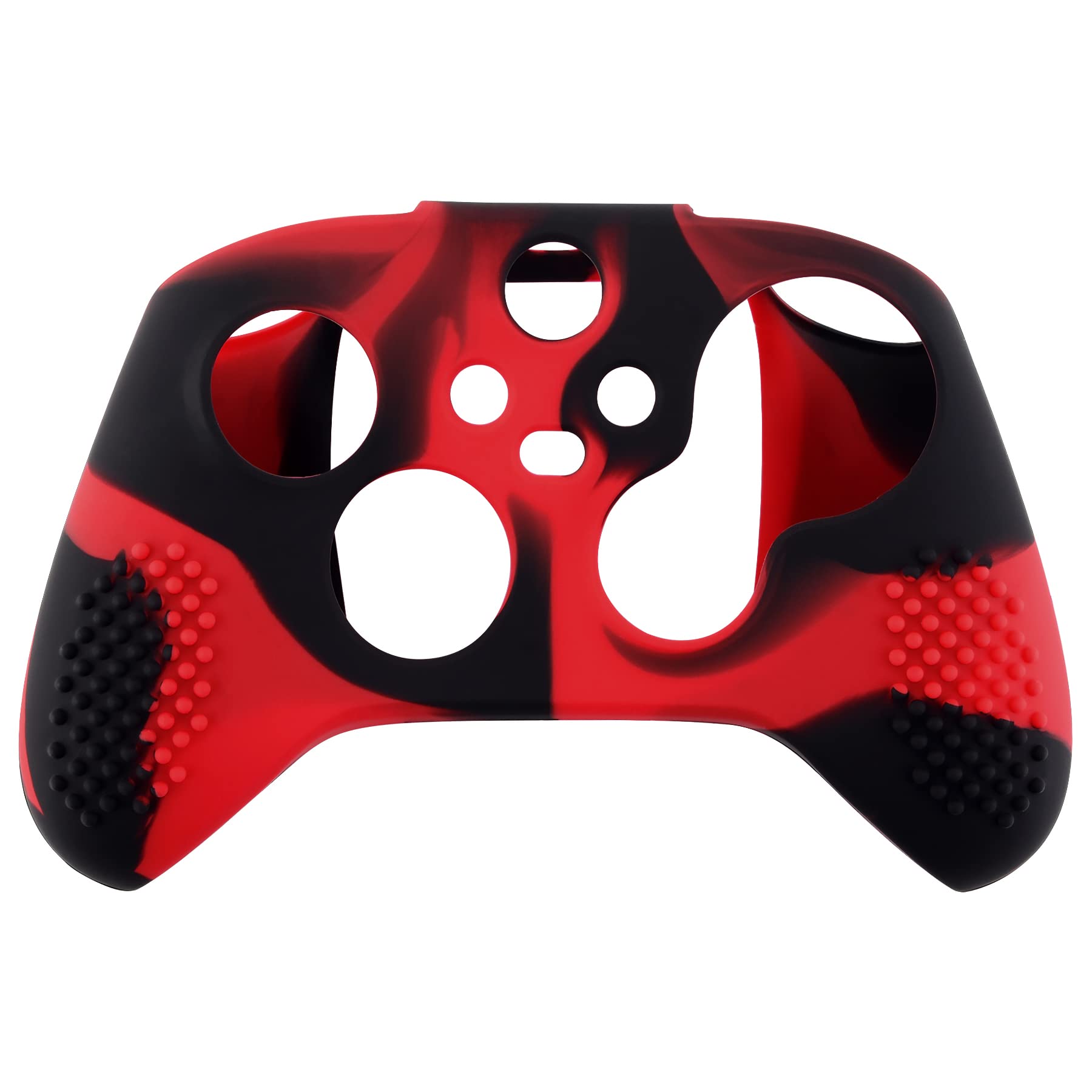 eXtremeRate PlayVital 3D Studded Edition Anti-Slip Silicone Cover Skin for Xbox Series X Controller, Soft Rubber Case Protector for Xbox Series S Controller with Black Thumb Grip Caps - Red & Black — view 8