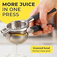 Vista 2 de Exprimidor de Limón Grande de Acero Inoxidable Prensa - Agarre Antideslizante, Resistente, Diseño Manual - Exprimidor de Limón Manual de Grado