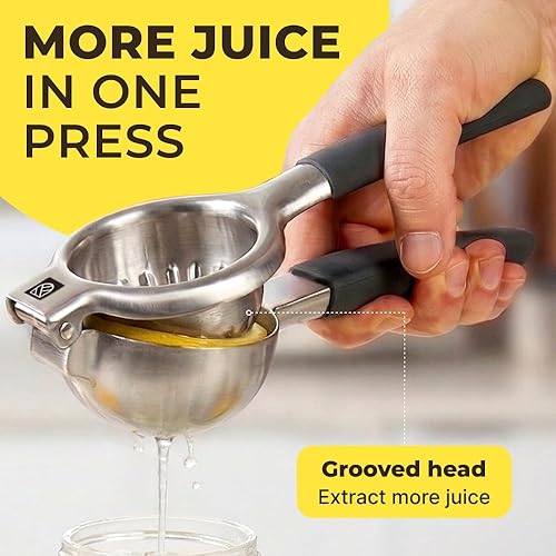 Miniatura 2 de Exprimidor de Limón Grande de Acero Inoxidable Prensa - Agarre Antideslizante, Resistente, Diseño Manual - Exprimidor de Limón Manual de Grado
