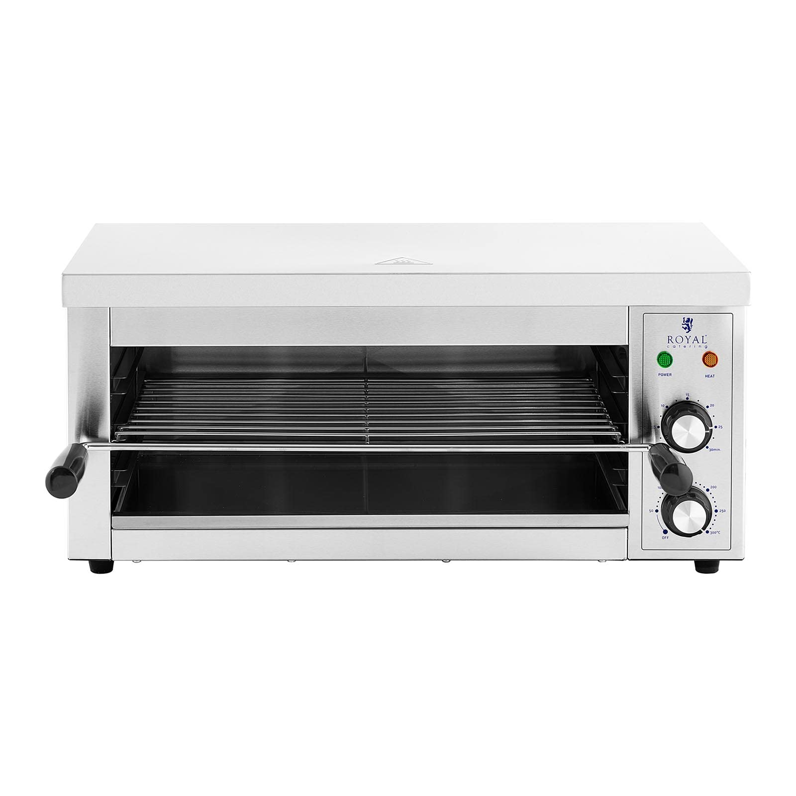 Royal Catering RCPES-280 Salamandre De Cuisine Professionnelle Four Électrique Grill (2 500 W, 50 - 300 °C, 0 - 30 min, Récipient Collecteur, acier inoxydable)