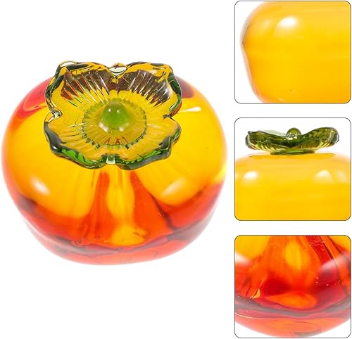 Miniatura 3 de ABOOFAN Figura de cristal de caqui, estatua de caqui artificial, figura de fruta de cristal, pisapapeles coleccionable, fruta de vidrio para