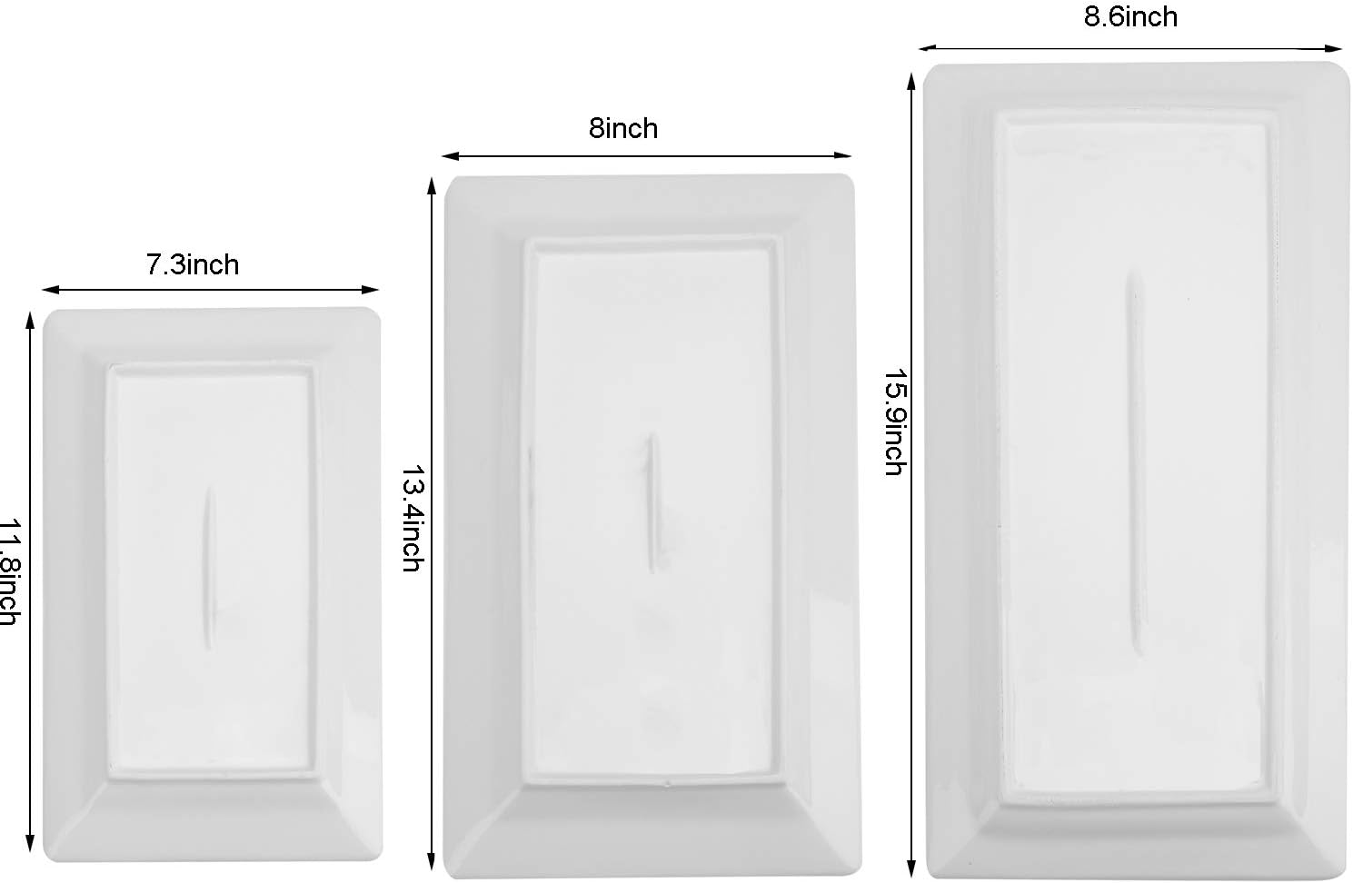  | Suwimut 3 Pack Porcelain Serving Platters, Large White Rectangular Trays for Parties, Large, Medium, Small Size, Microwave And Dishwasher Safe: Platters