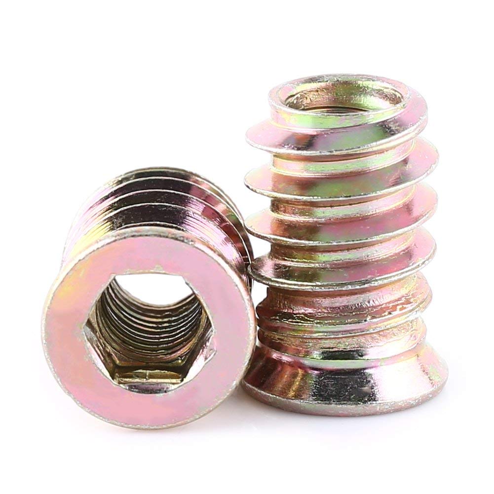 Hilitand Assorted 20 Pcs Threaded Insert Nuts, M6/M8/M10 Zinc Alloy Furniture Hex Drive Nut Threaded Insert Wood Insert Nuts Assortment (M6*17Mm)