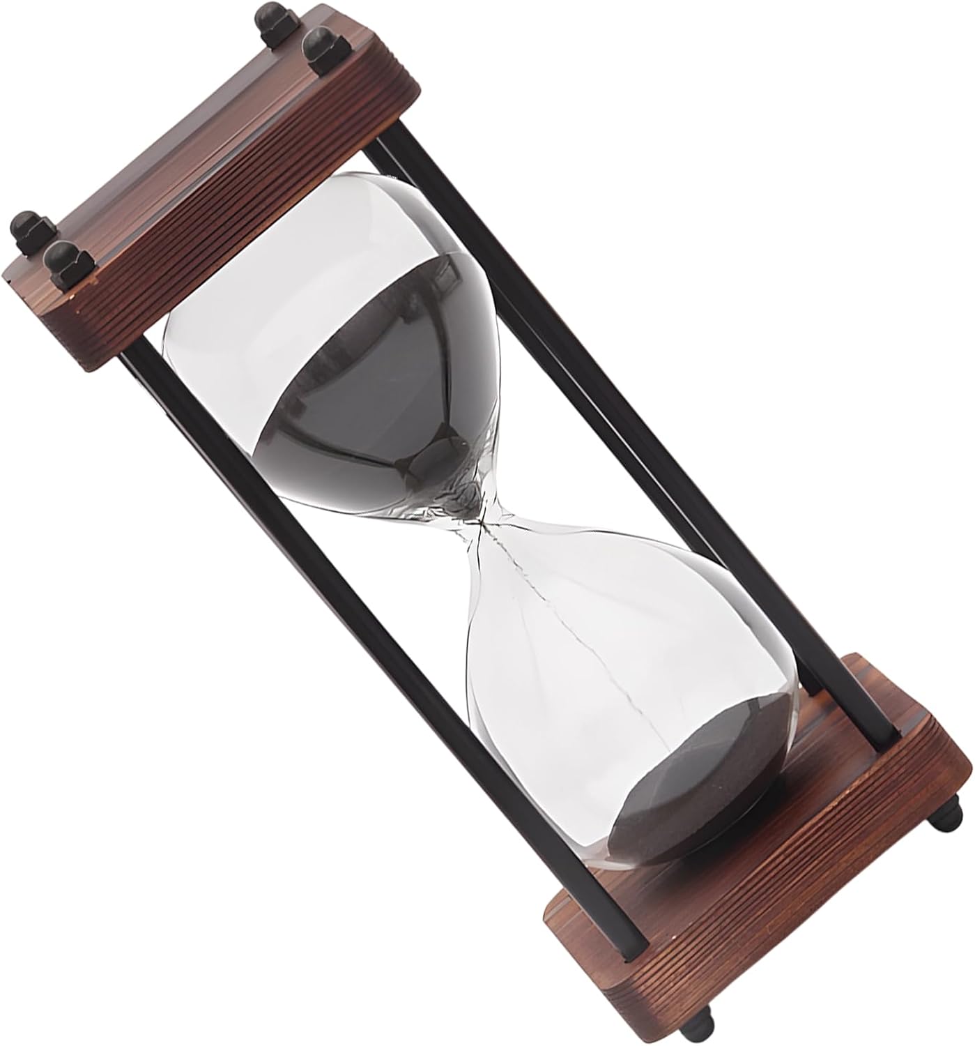 Large Hourglass Timer with Black Sand, 30-Minute Wooden Sandglass for Elegant Living Room Decor and Gifts