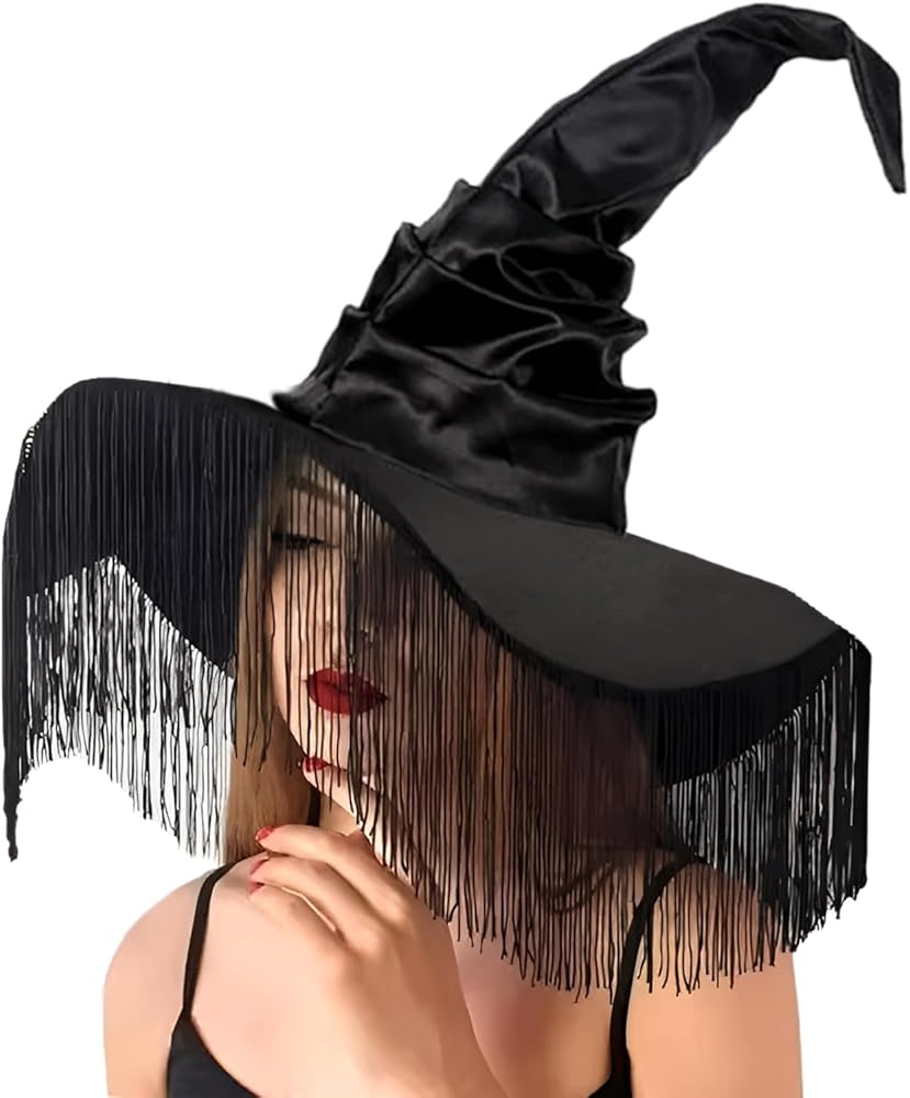 Amazon.com: SIQITECHNO Halloween Ruched Witch Hat With Tassels