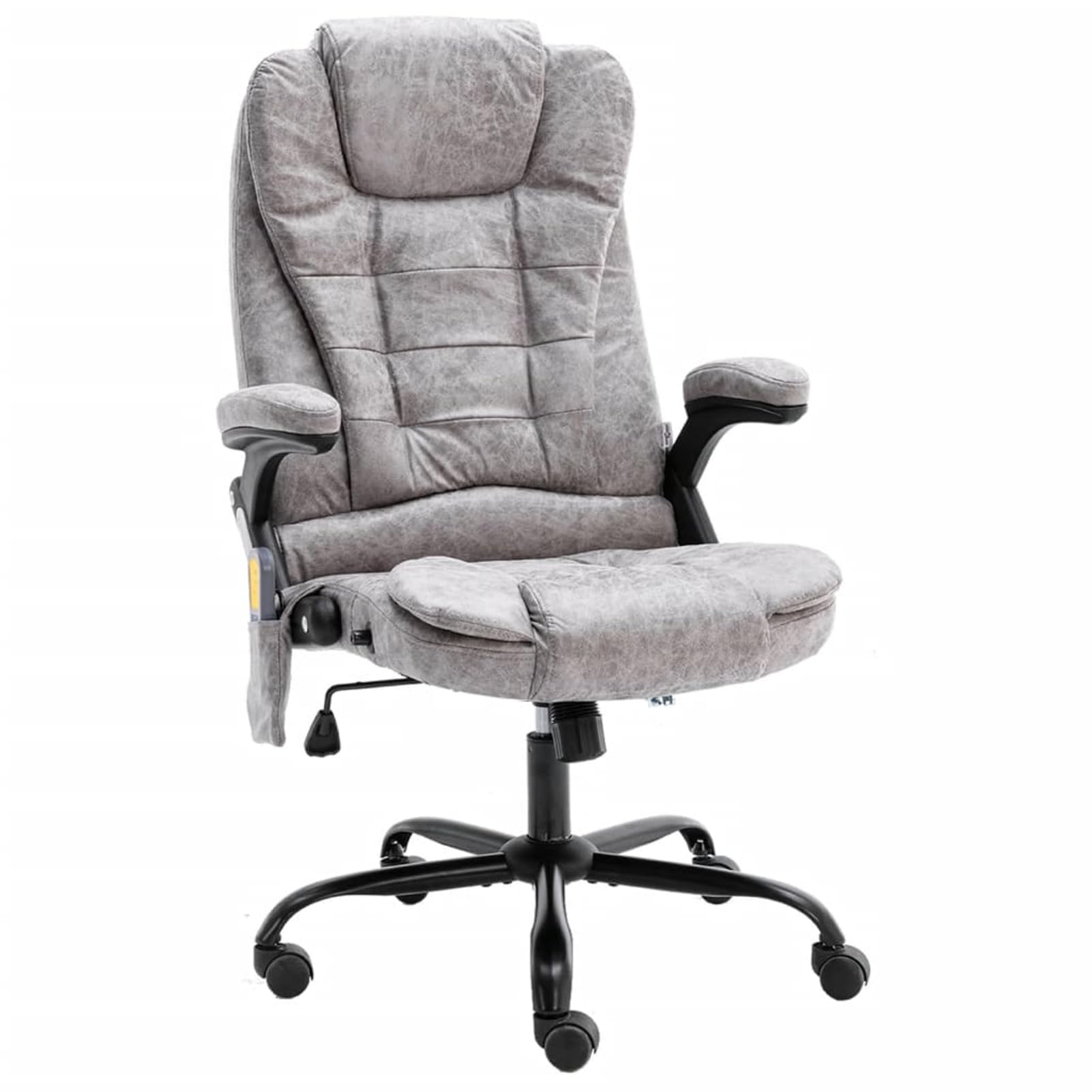 Sedia da ufficio con funzione massaggio e riscaldamento, colore grigio chiaro, effetto camoscio, 67 x 71 x (110-119), ergonomica, per ufficio e casa
