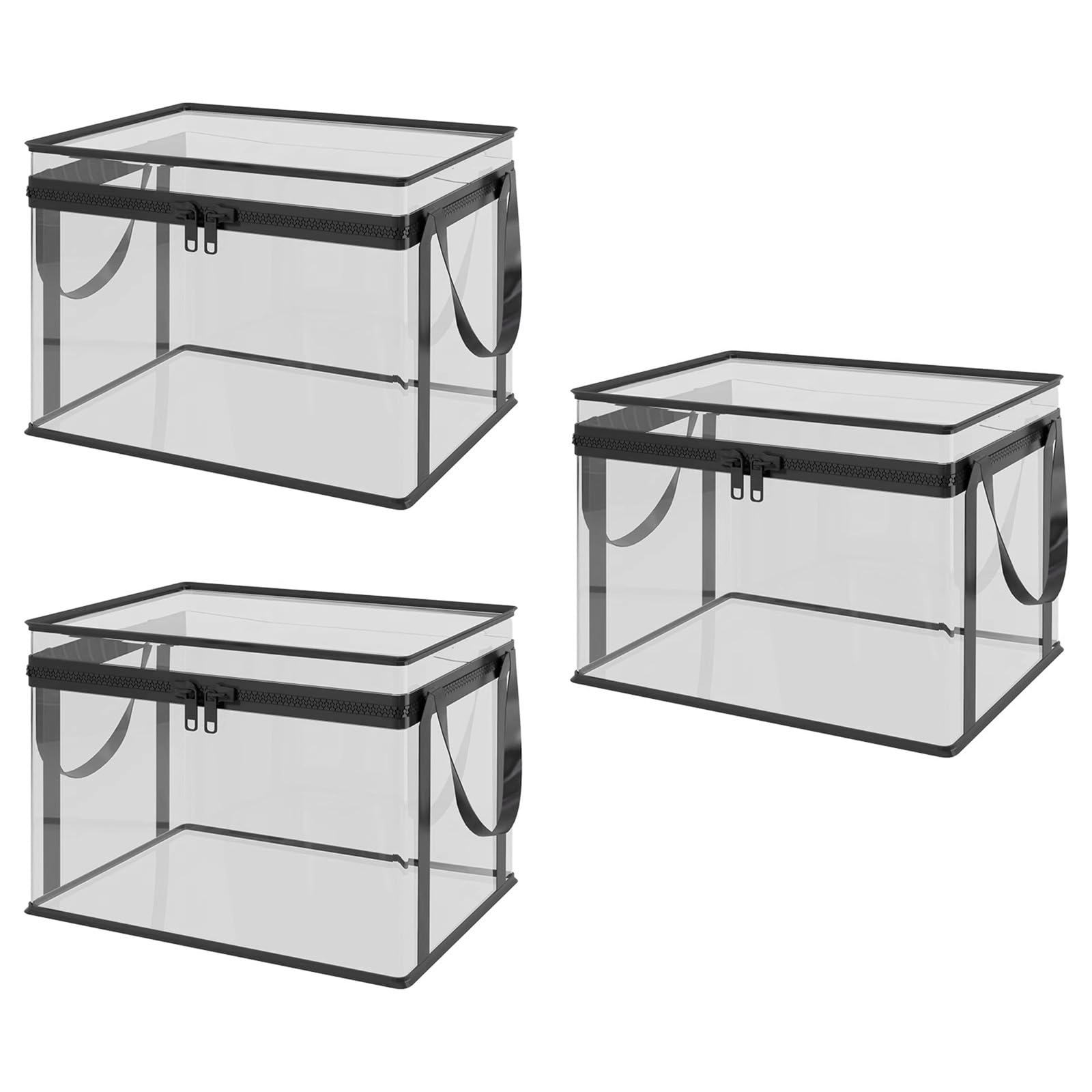 NRGQAXM 3pcs Large Clear Storage Bins with Lid, Large Clear Thick Plastics Storage Box with Hinged Lid Heavy Duty Transparent Storages Boxes Stackable Household Organizer Container for Closet Bedroom