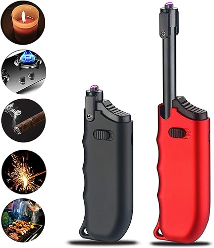 Miniatura 7 de Encendedor de velas, encendedor eléctrico recargable de arco con bloqueo de seguridad, encendedor de plasma USB, telescópico perfecto, cuello de