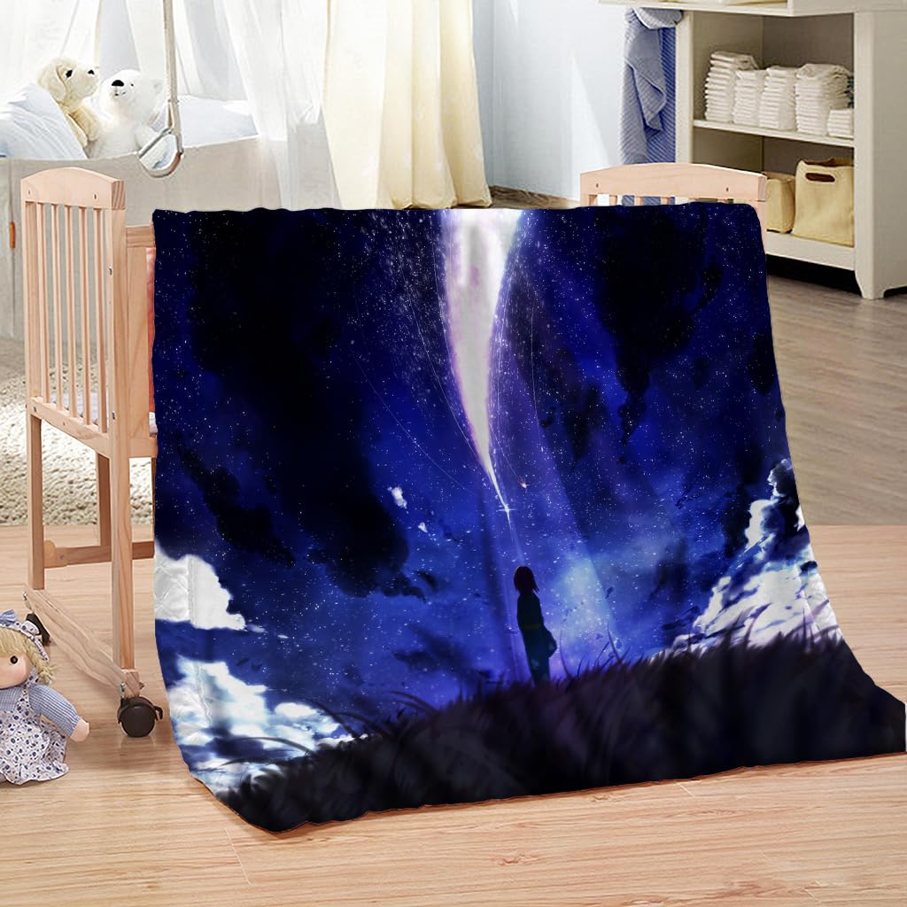 Mantas Para Sofa Lana Mullida 150X200Cm Manta De Franela Para Cama De Microfibra De Piel Artificial Suave Y Cálida, Adecuada Para Sofá O Cama, Lluvia De Meteoritos Cielo Estrellado Azul Impresión P