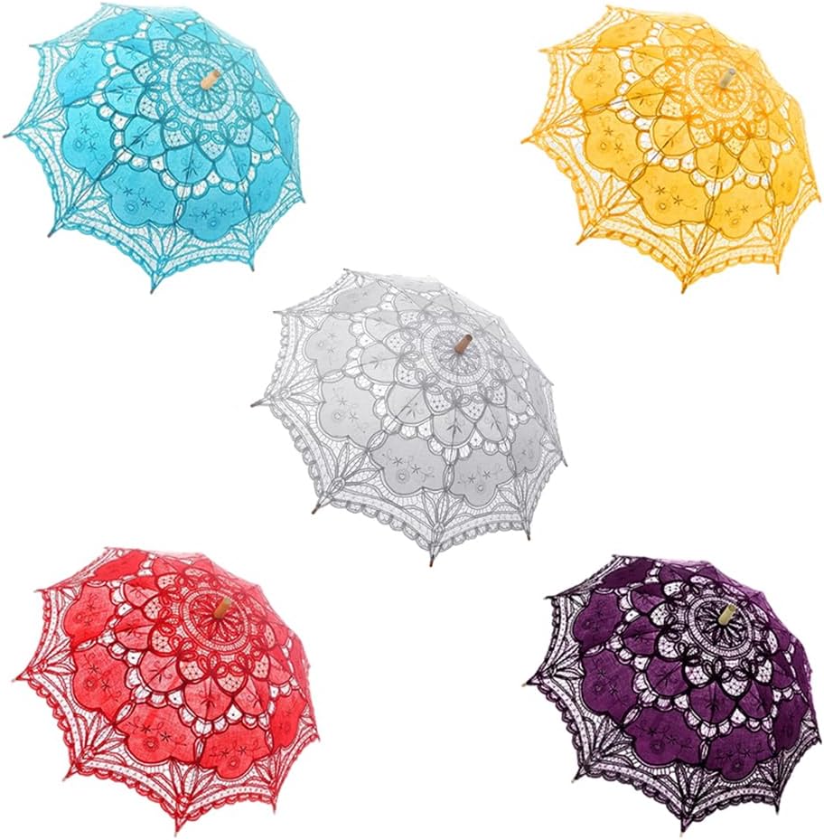 TopTie Vintage Lace Parasol, Wedding Bridal Umbrella, Photograph Parasol, Party Decorations Supplies - Image 8