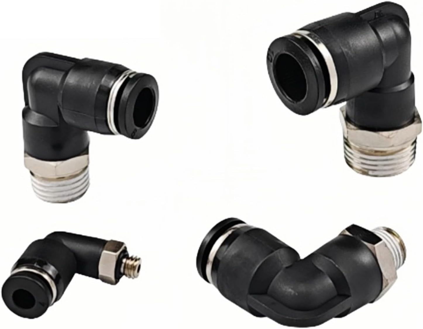 PL4-01 6-02 8-03 Pneumatic Quick Connector Elbow Fitting - 1/8 1/4 3/8 1/2 bspt Black - Push to Connect(PL4-M5)