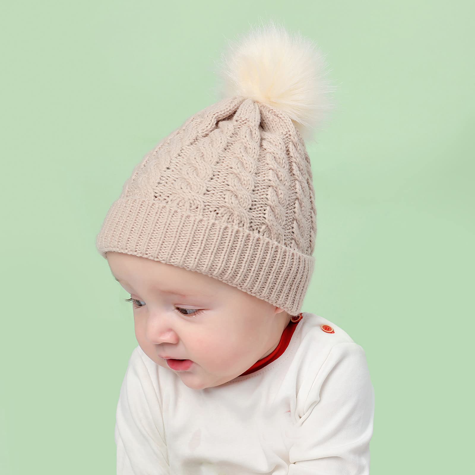 Czapka Zimowa Ciepła Podszewka Bawełniana Cienka Dzianinowa Czapka Dla Malucha Dziecięca Chłopięca Czapka Zimowa Dla Dziewczynek 55 Dziewcząt/Beige/One Size