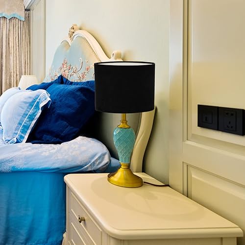 Miniatura 4 de SHERCHPRY Pantalla de lámpara colgante de tela ovalada negra, pantalla de lámpara de pie E27, cubierta de luz con clip, cubierta de luz de repuesto