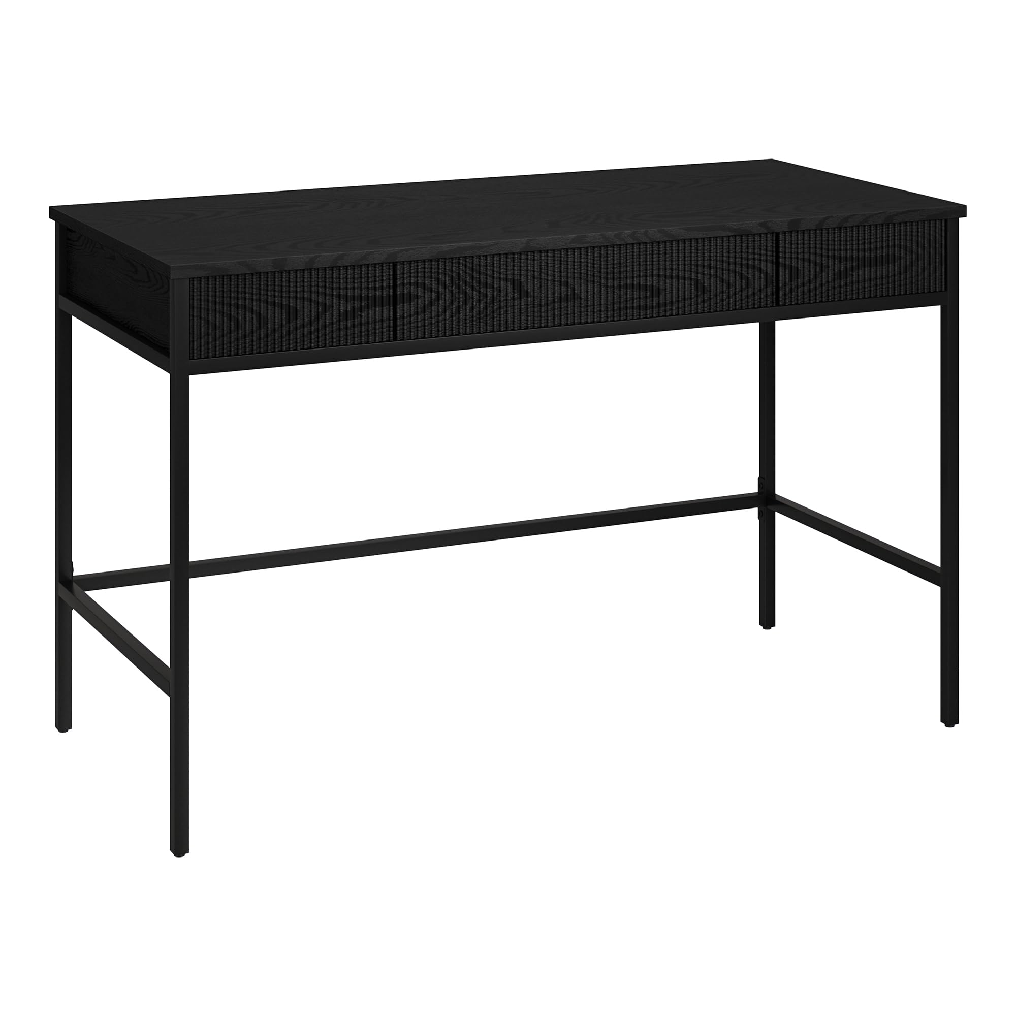 Henn Hart 48 Fluted Mid-Century Modern Rectangular Wooden Home Office Desk Computer Desk Writing Table with 3 Ribbed