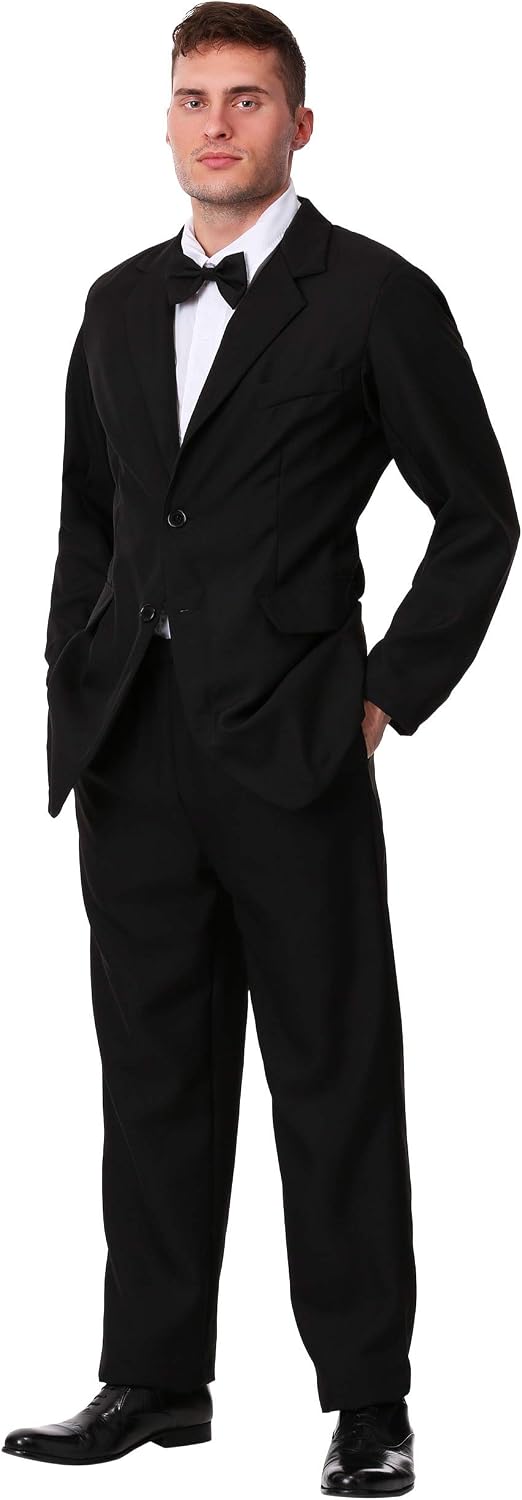 Men in Black Suit Costume - Jacket, Pants, Necktie, Bow Tie, Shirt Front