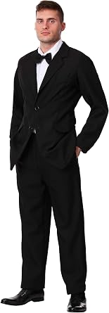Men in Black Suit Costume - Jacket, Pants, Necktie, Bow Tie, Shirt Front