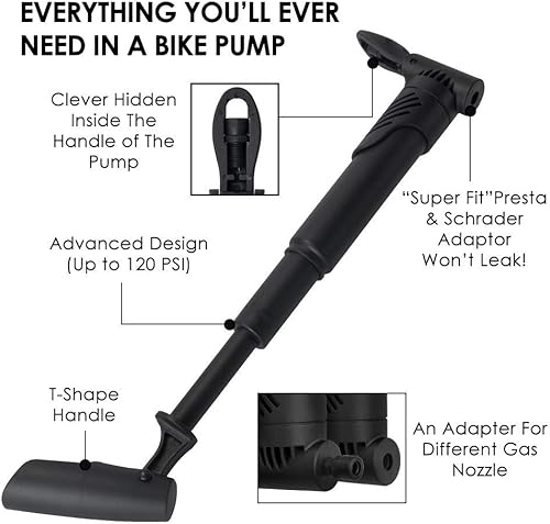 Miniatura 2 de WOTOW Kits de reparación de neumáticos de bicicleta, bolsa impermeable para sillín de bicicleta y mini bomba de 120 psi, palanca multifuncional para