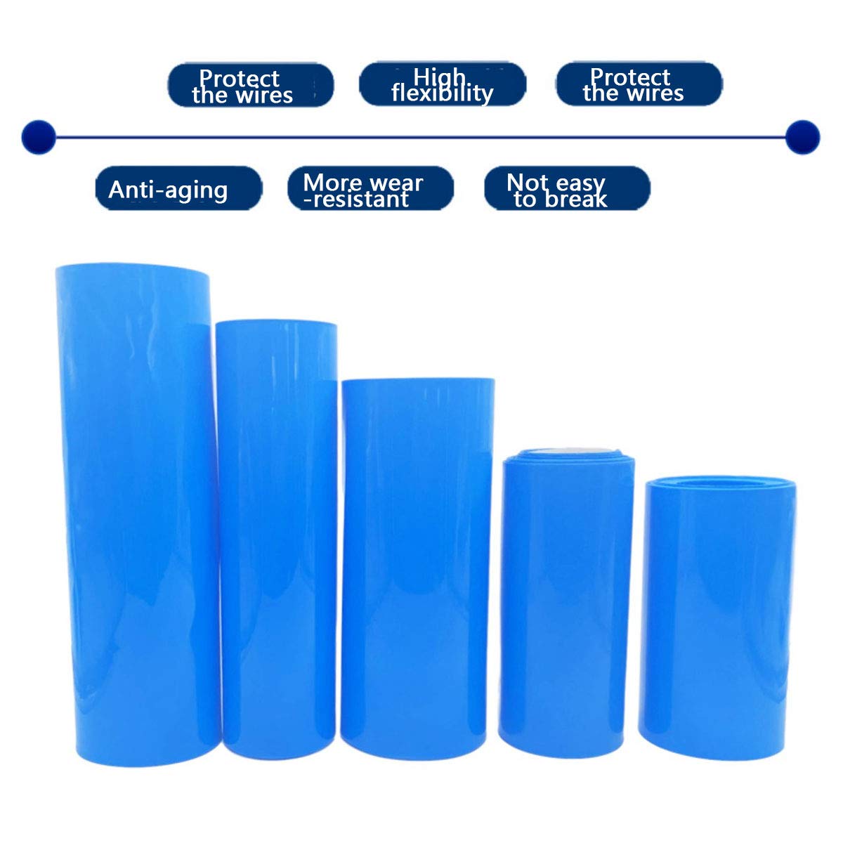 IBOWZ Guaina Termorestringente Tubi Guaina termorestringente in PVC Guaina elettrica per Cavi Guaina termorestringente per batterie 4 larghezze opzionali (Peso 35,2 Once), 0,08 x 50 mm