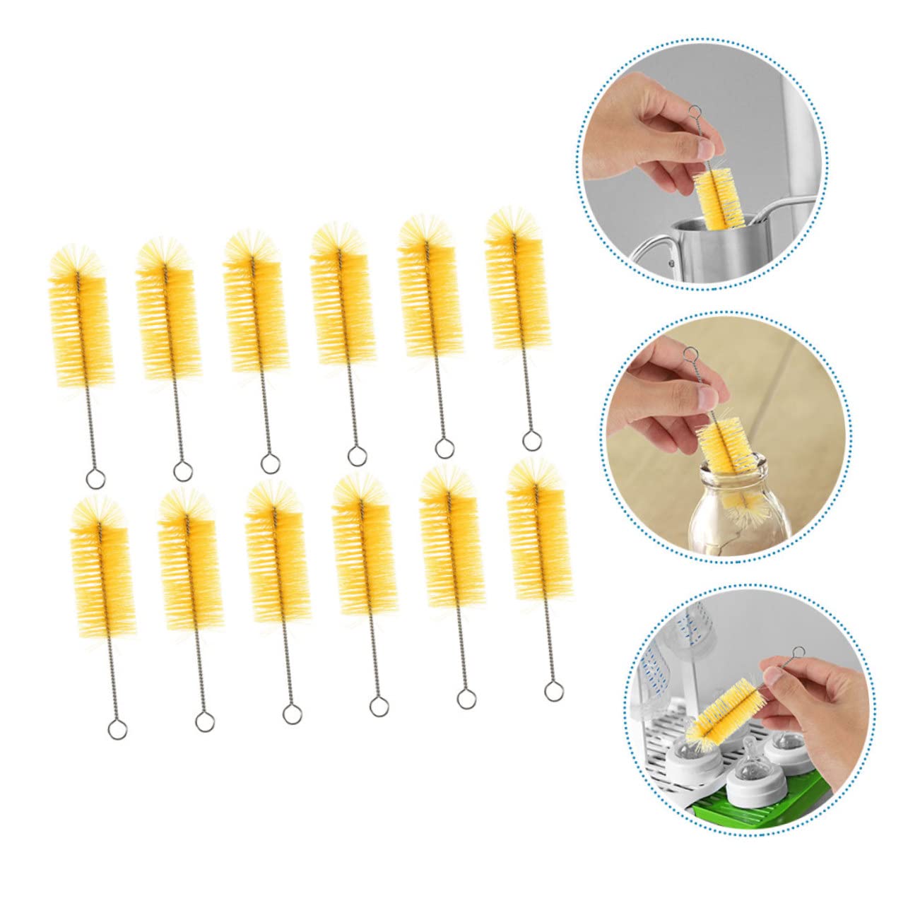 4 Set Spazzole Per Bottiglie Spazzole Multifunzionali Per Bottiglie Tazze E Comodo E Pratico Con Anello Fissaggio Per Facile Conservazione 12 Pezzi * 4