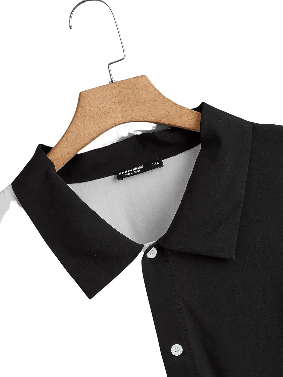 Shein Women S Plus Color Block Button Up Shirt Top Short Sleeve Collar Blouse Black White Large Plus At Amazon Women S Clothing Store