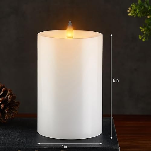 Miniatura 13 de Velas de pilar sin llama parpadeantes con temporizador remoto, vela LED que funciona con pilas de hasta 400 horas, velas de cera real con llama