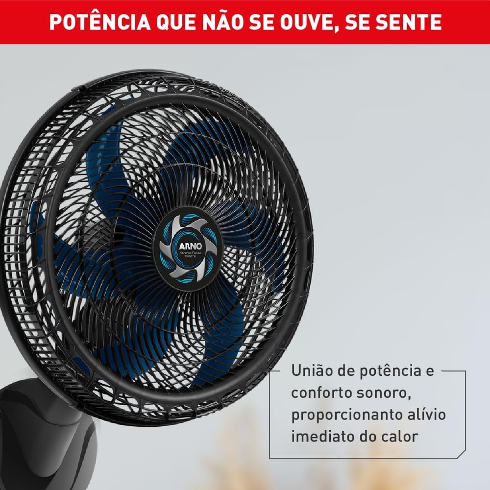 Ventilador de Parede Arno Xtreme Force Breeze 50cm VB51, 126W, 6 Pás, 3 Velocidades, Modo Sono Tranquilo, Oscilação 80º, 110V Ventilador de Parede Arno Xtreme Force Breeze 50cm VB51, 126W, 6 Pás, 3 Velocidades, Modo Sono Tranquilo, Oscilação 80º, 110V