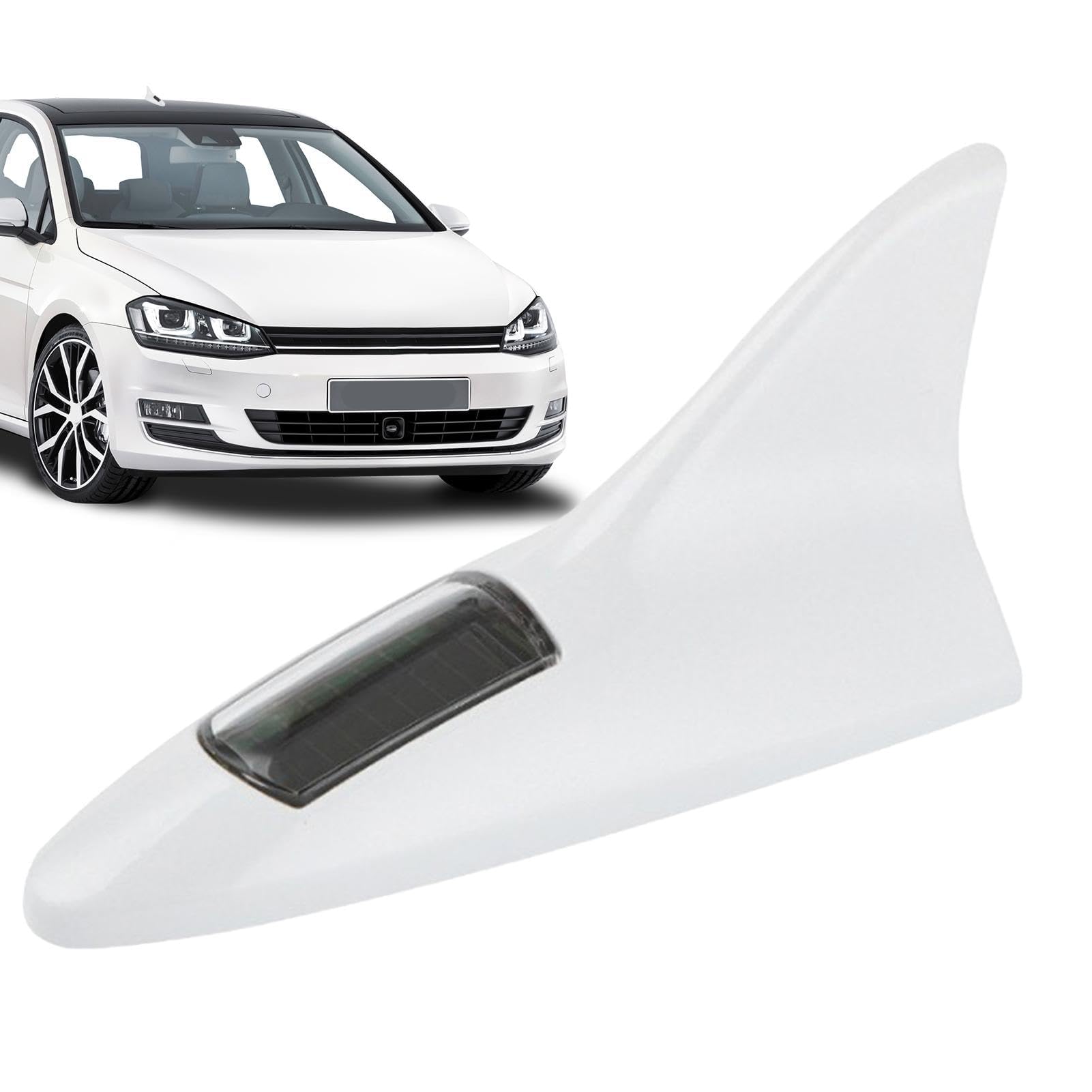 QIZUN Car Shark Fin for Audi A6 S6 C7 4G 2013-2018, Wind Powered LED Flashing Light Plastic Roof Decoration Exterior Styling Accessories,White