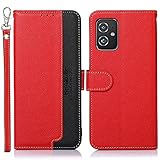 WANWO zenfone 8 ケース 手帳型 ぜんふぉん8 ZS590KS カバー 財布型 ストラップ付き [RFIDブロッキング] 高級PUレザー マグネット開閉式 カード収納 横置きスタンド機能 耐衝撃 人気 便利 おしゃれ レッド