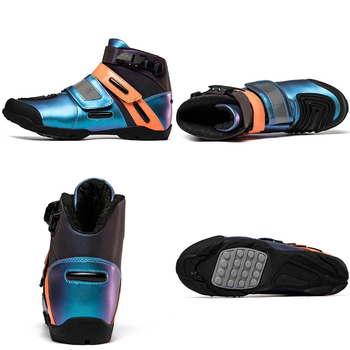 Scarpe da Moto Uomo Stivali da Moto in Pelle | Antiscivolo, Resistenti e Comode, Traspiranti, Protezioni, Suola Antiscivolo, Impugnatura del Cambio