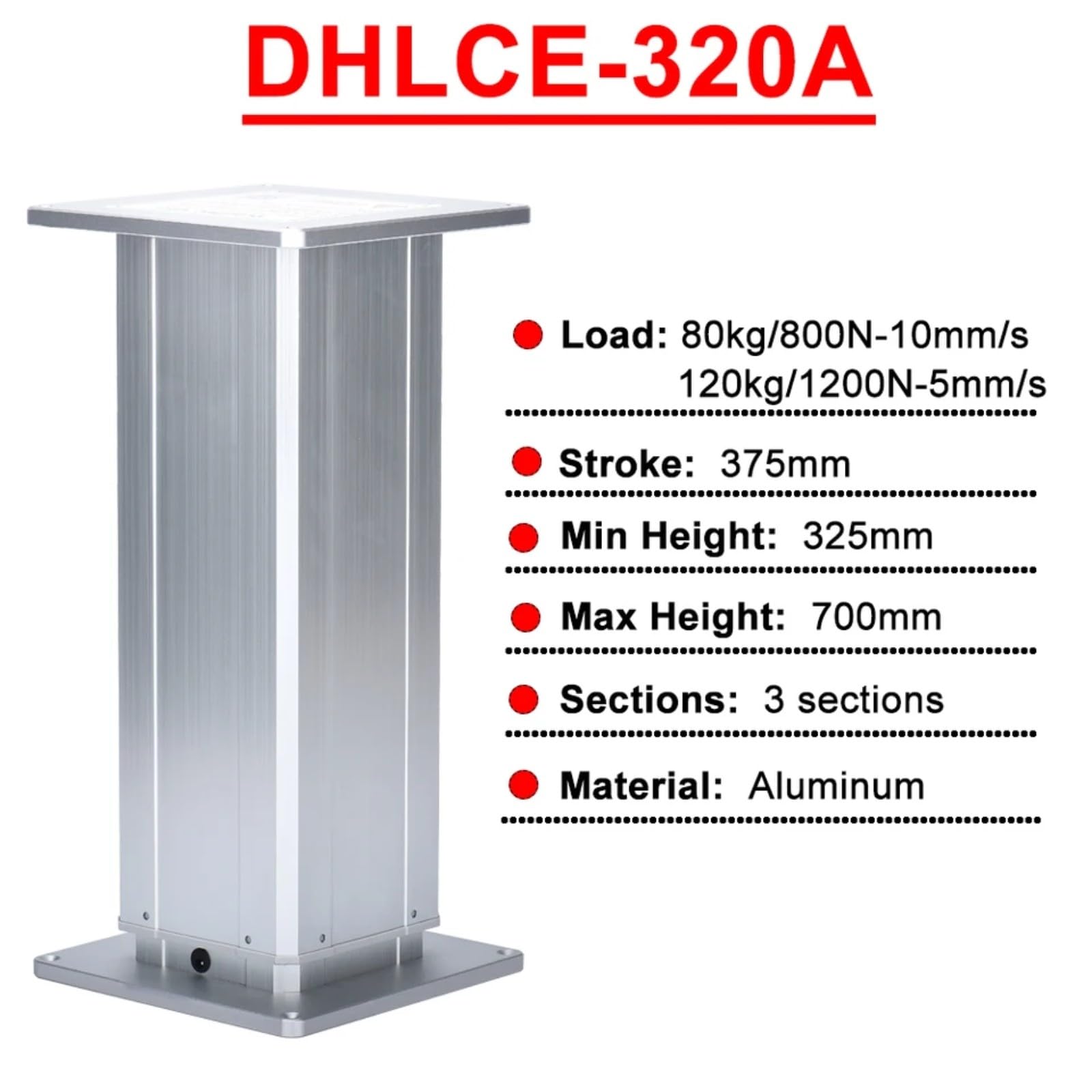 Hubsäule mit Steuerung 80kg120kg Last 275mm375MM430mm Fahrt TATAMI Hubplattform(120kg 5mms; DHLCE-270A)