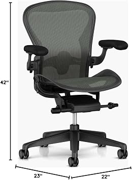 Heman MiIIe Aeron V2 Chair (Remastered) Fully Loaded with Lumbar Support, Graphite/Carbon, Size B (Open Box)