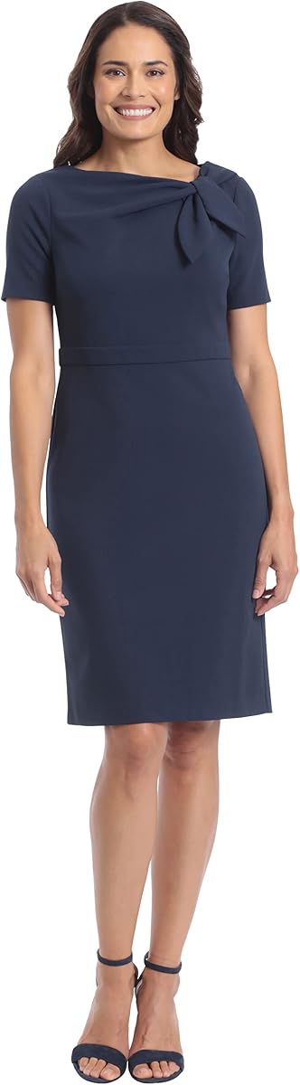 Women's London Times Women's Dresses Polished Sheath Dress with Bow Detail Career Office Event Occasion Guest of