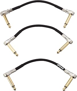 BOSS Bpc-4-3 – Three Pack 4In/10Cm Length – Space-Saving Pedal Patch Cable with Slimline Pancake Plugs for Pedalboards