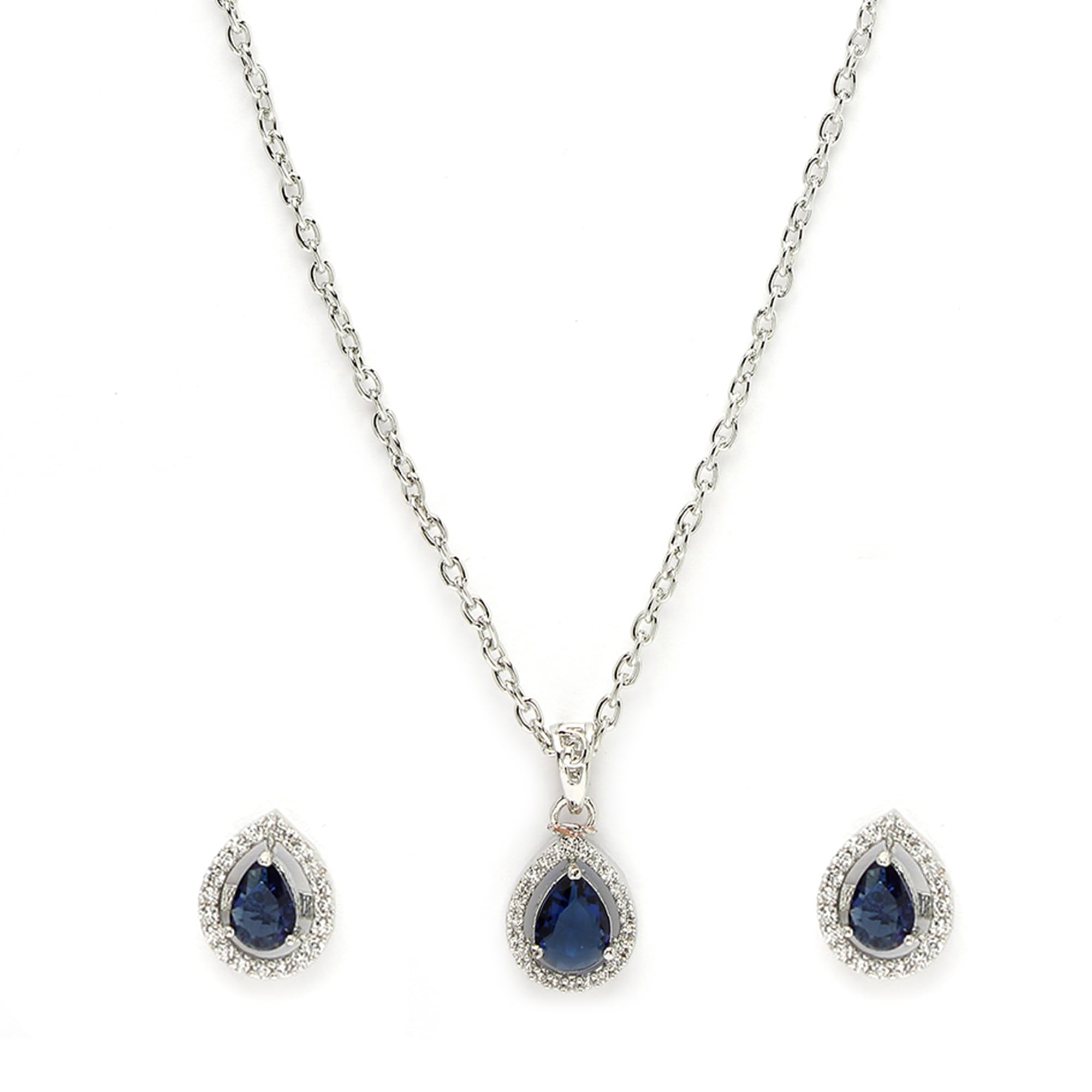 Jewelry Luxury AD Crystal Pendant Gift for Women | Gift for Sister | Rakhi jewelery | Rakshabandhan Gift Pendant with Earrings Jewellery Set For Women-image-28