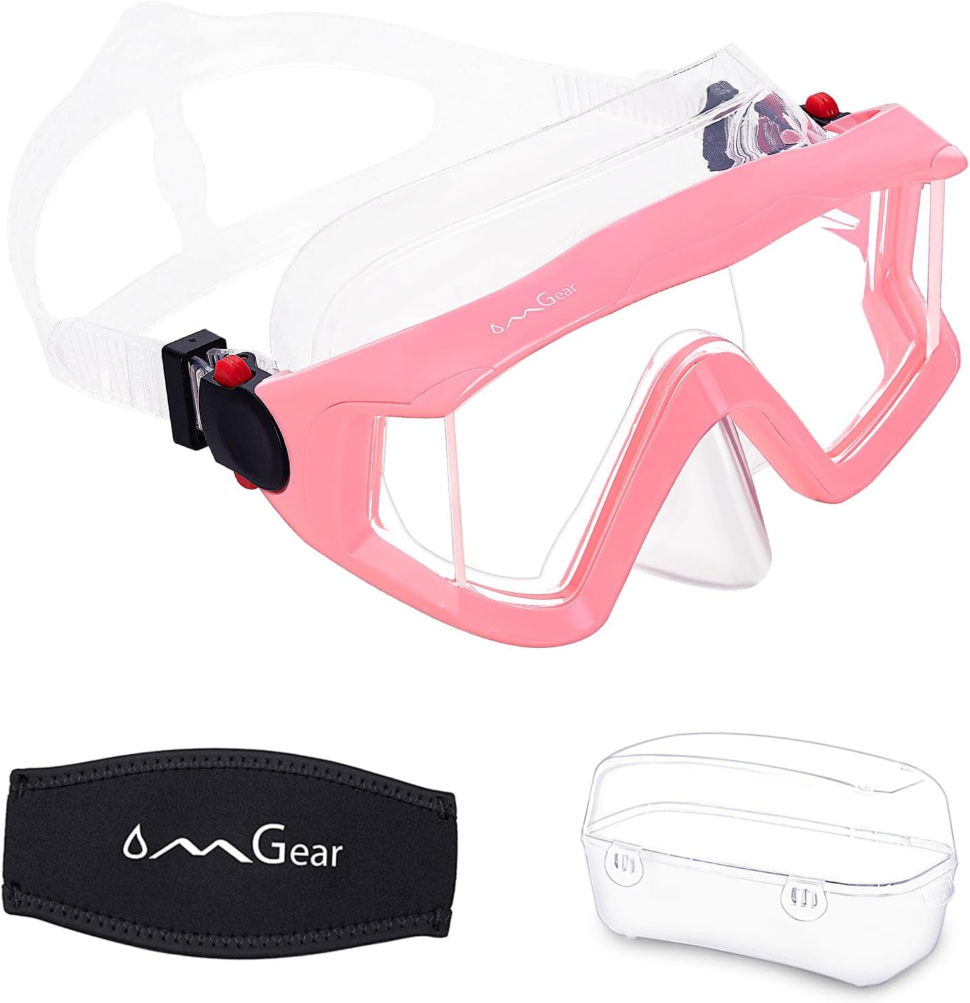 OMGear Swim Goggles Snorkel Mask Dive Mask Anti-Fog Triple-Lens Goggles Swimming Adult Snorkeling Gear for Adults Youth Pool Goggles with Nose Cover Neoprene Mask Strap for Scuba Diving Spearfishing