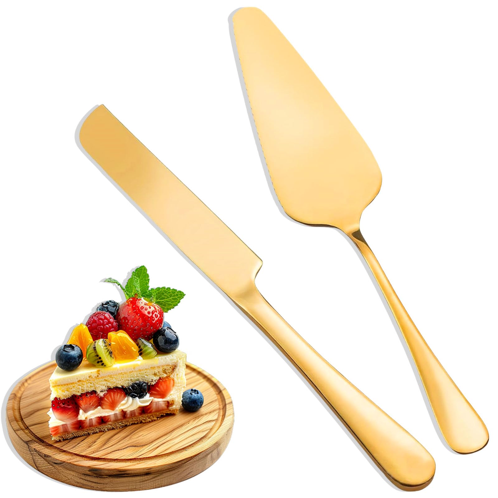 2 PCS Cake Cutter Slicer,Cake Slicer Server Wedding Cake Knife Set,Cake Knife and Server Set for Kitchen Daily Weddings,Pizza Pie Slice Desserts Serving Spatula Pastry Cutter Cake Server Set