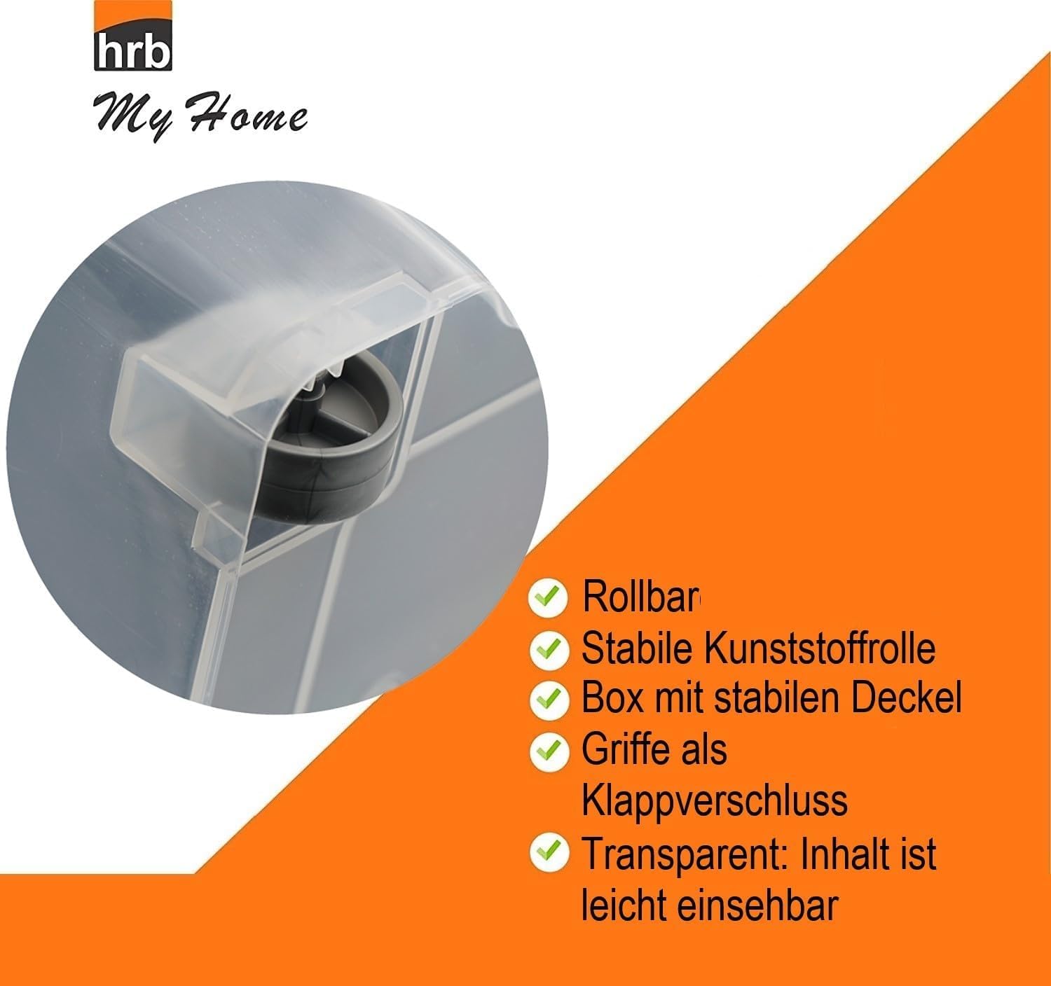 HRB Aufbewahrungsbox mit Rollen und Deckel Lagerbox Box Korb, Kiste (60 Liter, 1, stück)