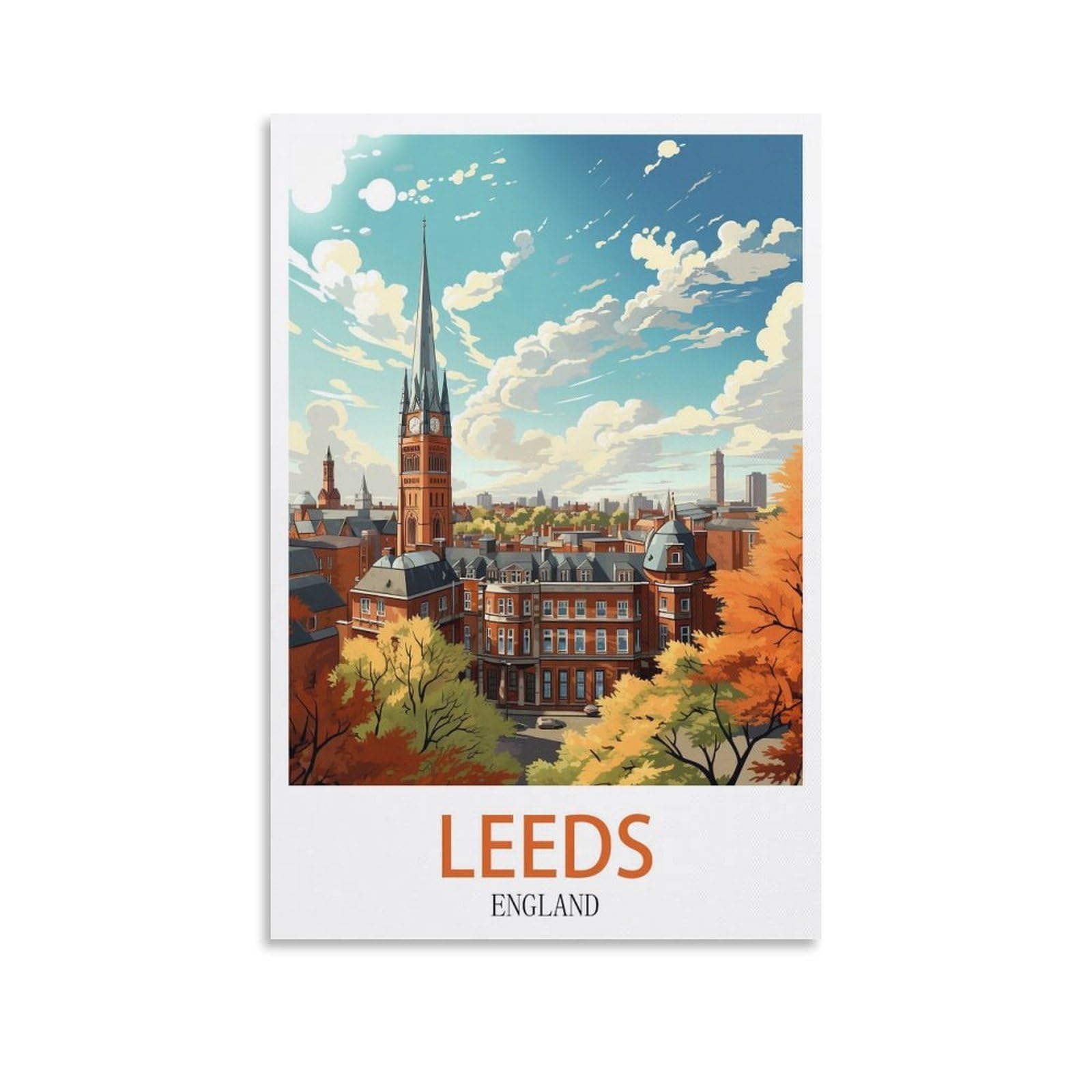 EZMLFA 5D Diamond Painting Kits,Leeds England,Diamond Painting Kits for Beginners Round Full Drill Painting with Diamonds Gem Art for Home Wall Decor 40x50cm