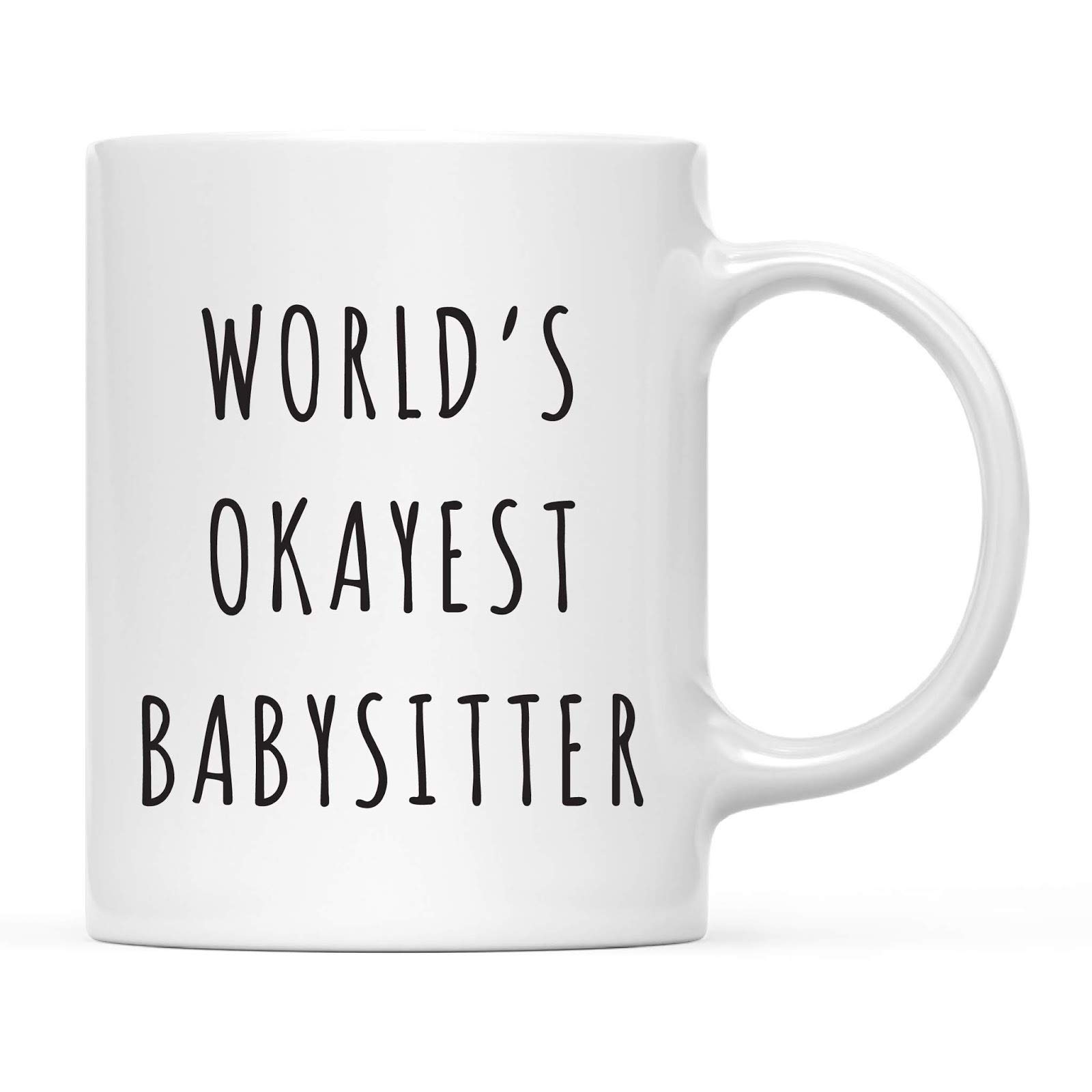 Andaz Press Funny 11oz. Coffee Mug Gag Gift, Playful, World's Okayest Babysitter, 1-Pack with Gift Box