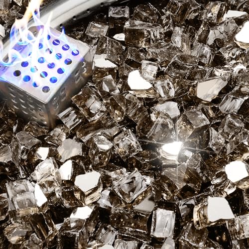 NUPICK 10 Pound Fire Glass, 1/2 Inch Reflective Fire Pit Glass