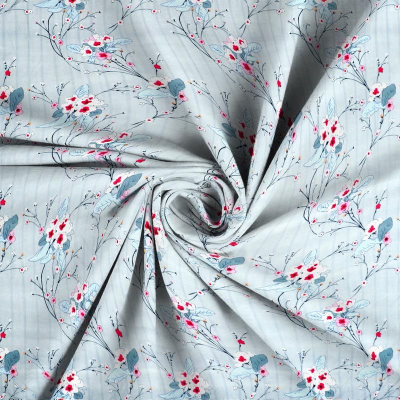 Image of la' amour Cotton Flat Double Bedsheets with 2 King Size Pillow Covers | Double Bed Breathable | Wrinklefree | Ultrasoft 180-220 tc Supersoft Floral | 90x90 Inches, Off White & Pink